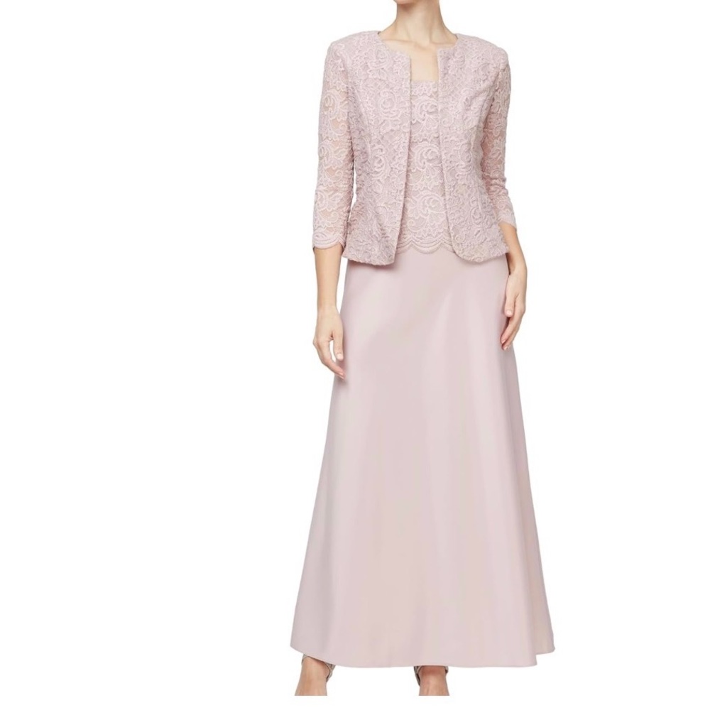NWT. Alex Evenings Womens Two Piece Mother of The Bride Dress with Lace Jacket